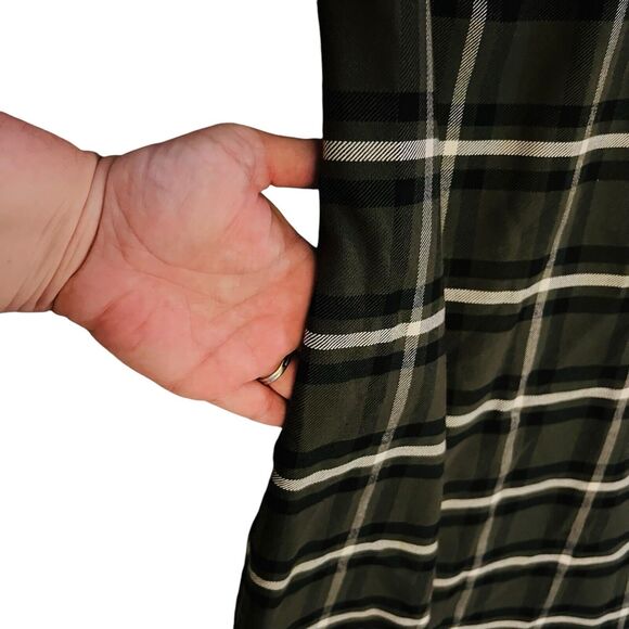 Banana Republic Green Plaid Sheath Dress Small Pockets Academia Work Career Punk - Picture 7 of 9